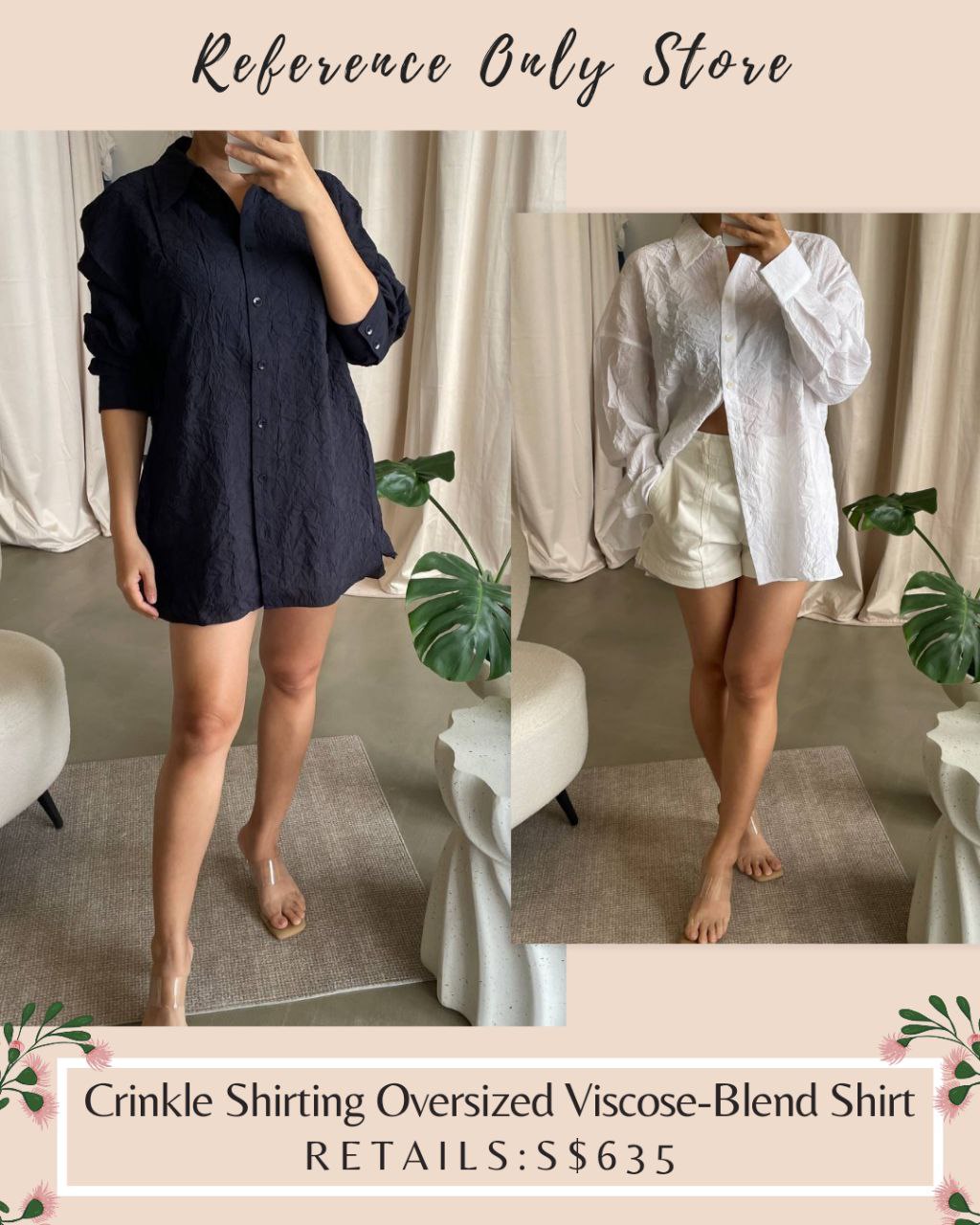 TB Crinkle Shirting Oversized Viscose Blend Shirt