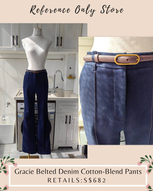 VB Gracie Belted Denim cotton blend pants