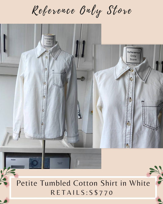 Tot Petite Tumbled Cotton Shirt in white