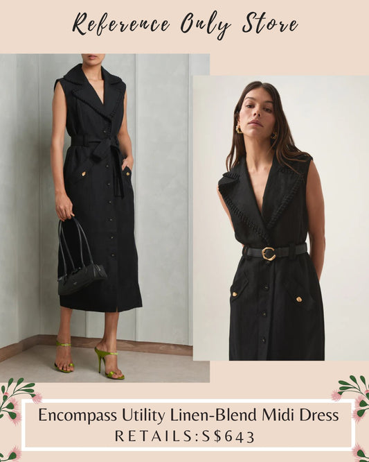 AJ Encompass Utility Linen Blend Midi Dress