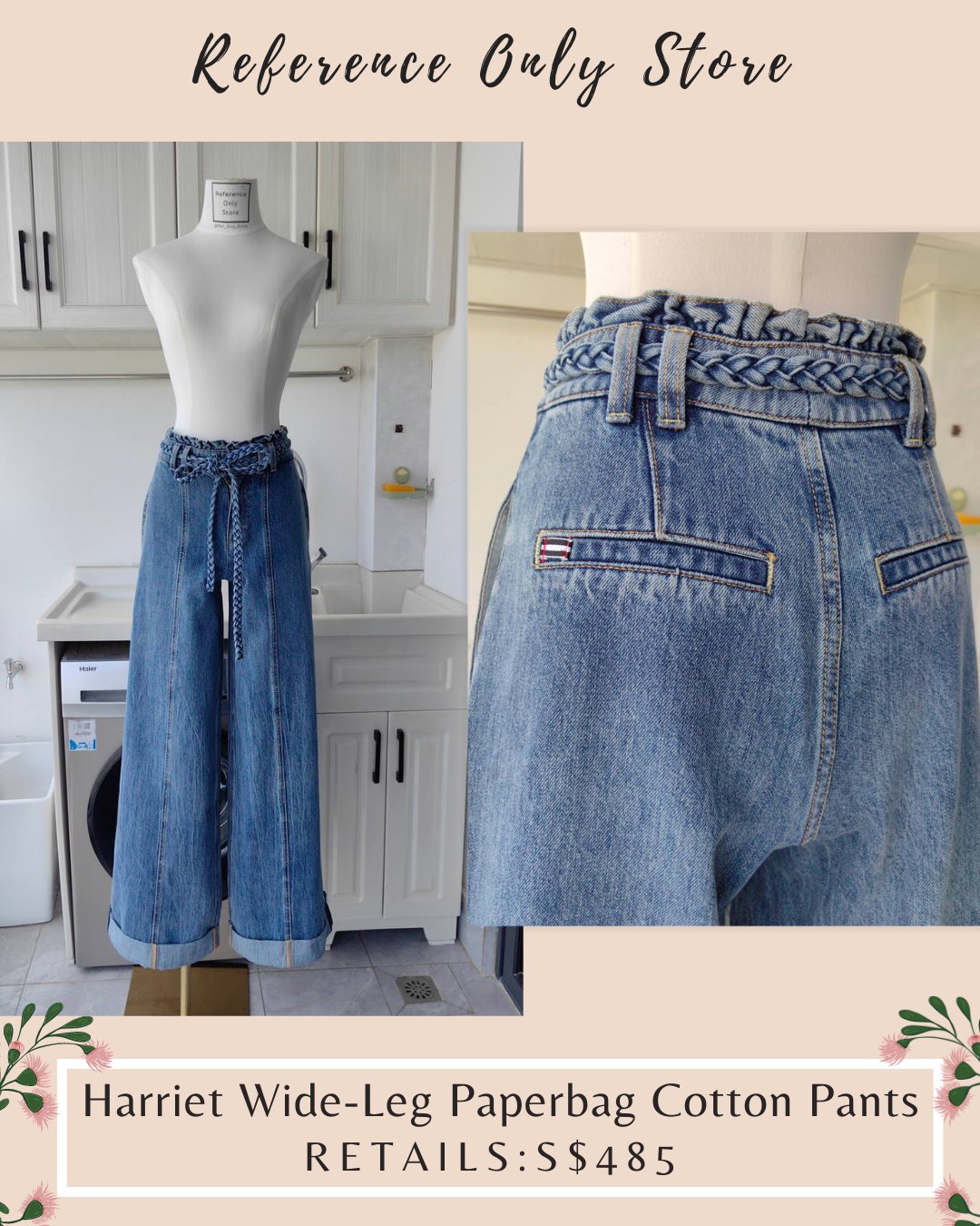 AO Harriet Wide Leg Paperbag cotton pants jeans