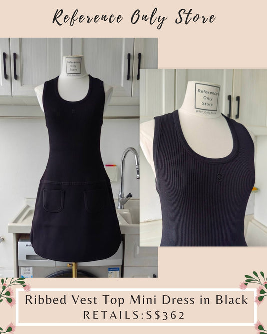 SD Ribbed Vest mini dress in black