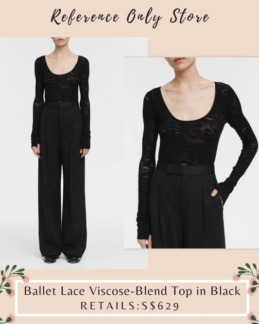 MM Ballet Lace Black viscose blend top