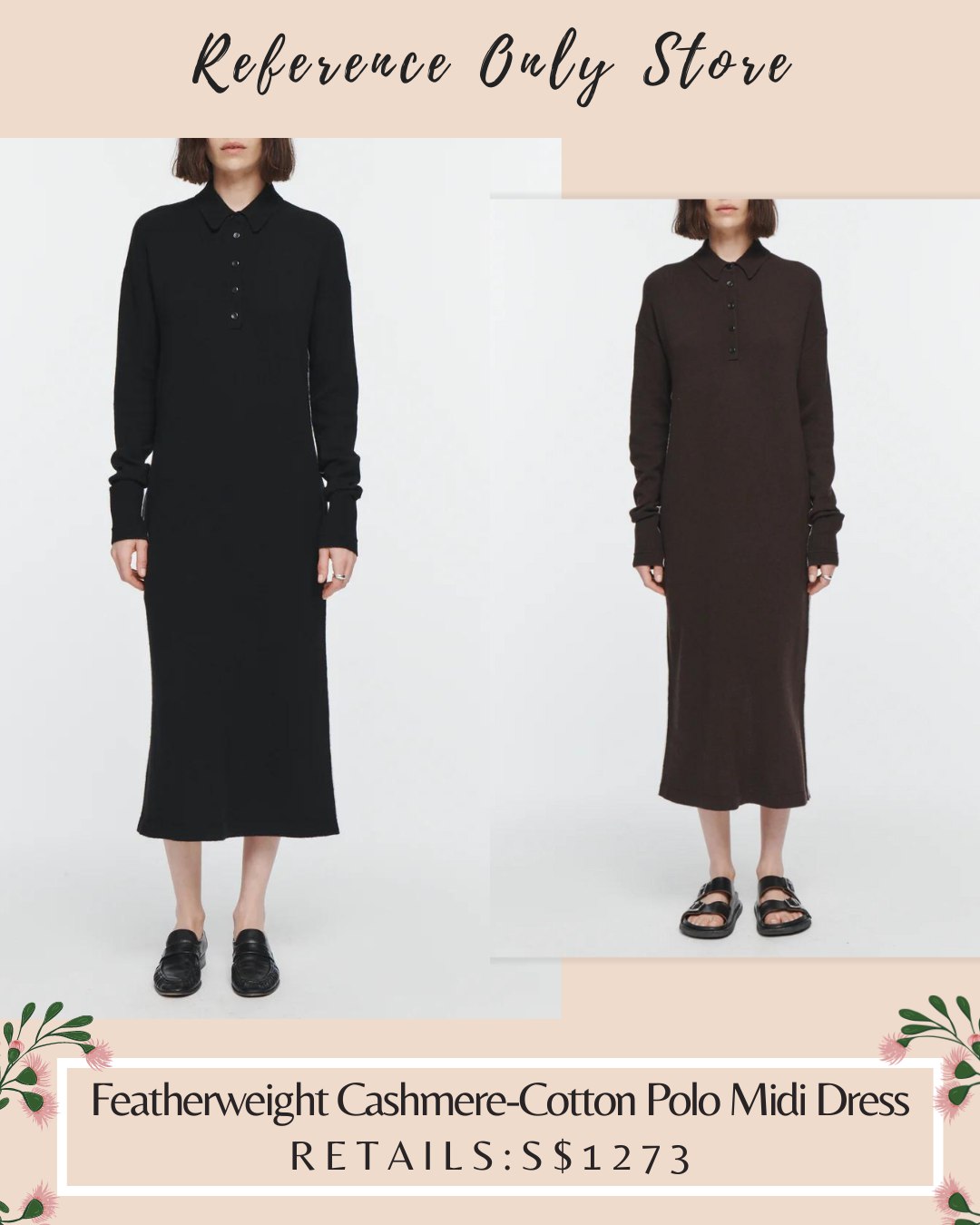 MM Featherweight cashmere cotton polo midi dress