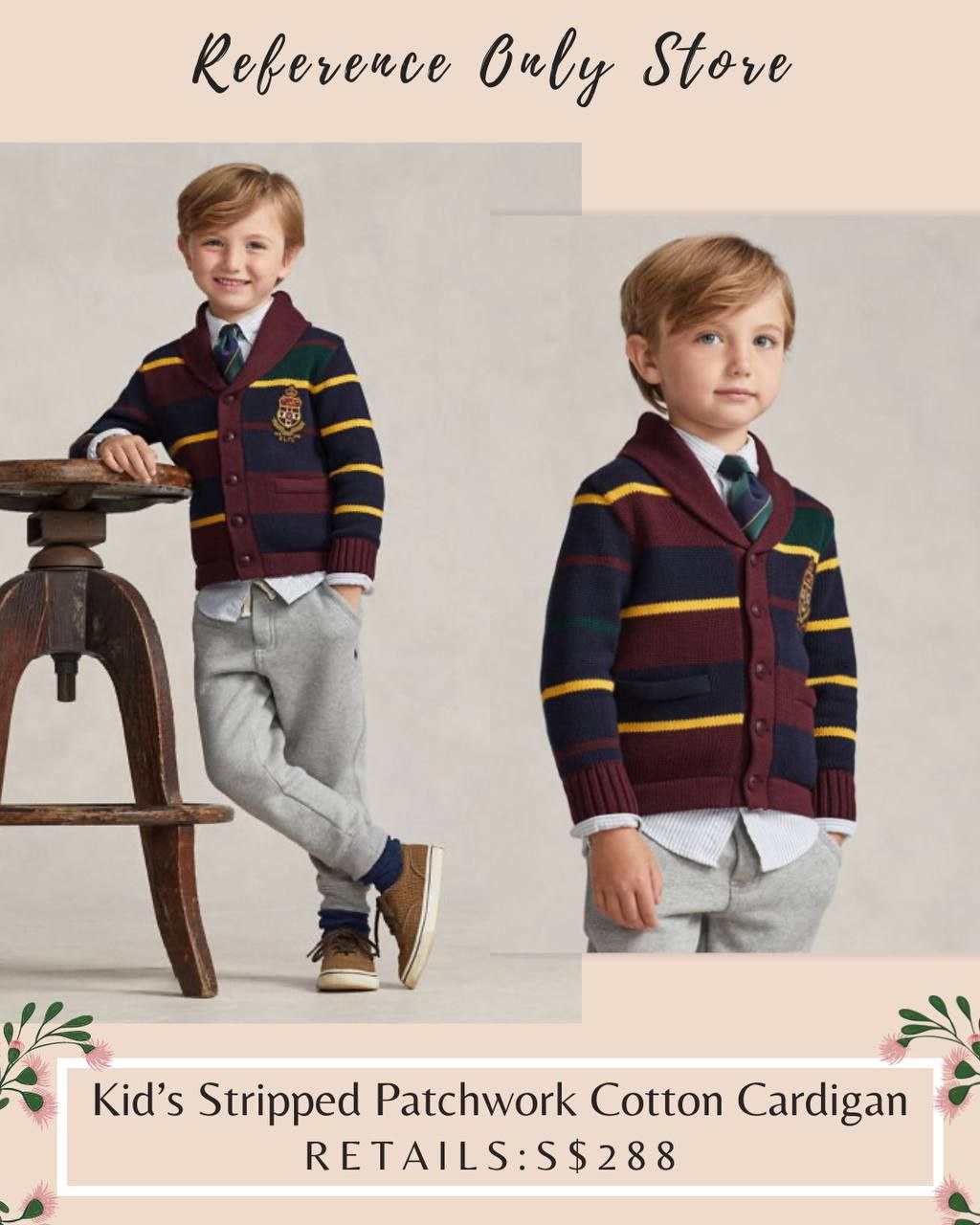 RL Kid's Stripped Patchwork Cotton Cardigan