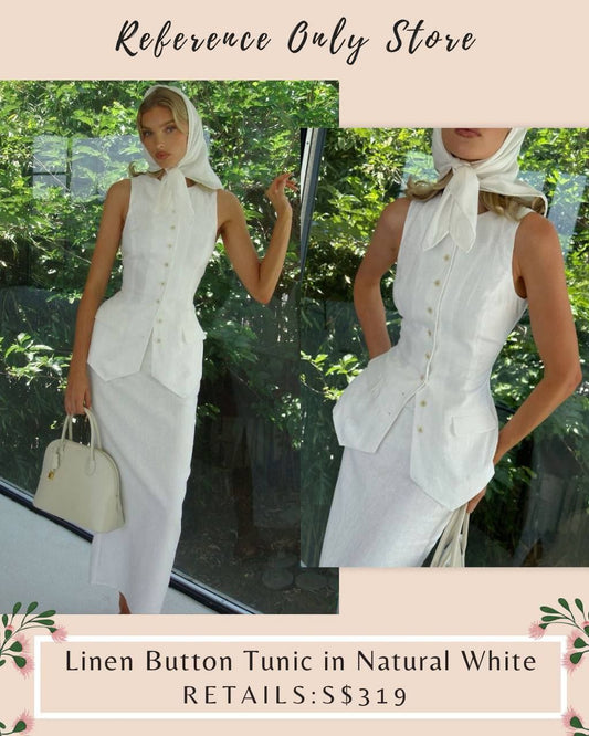 HS Linen Button Tunic in natural white