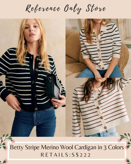 sz Betty Stripe Merino Wool Cardigan in 3 Colors