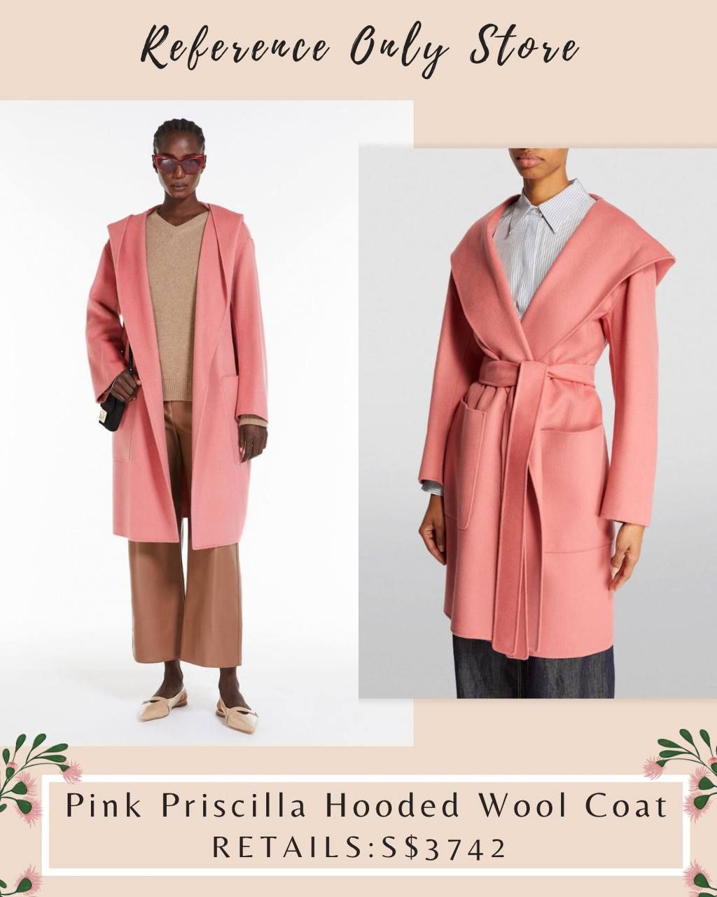 MM Pink Priscilla Hooded Wool Coat