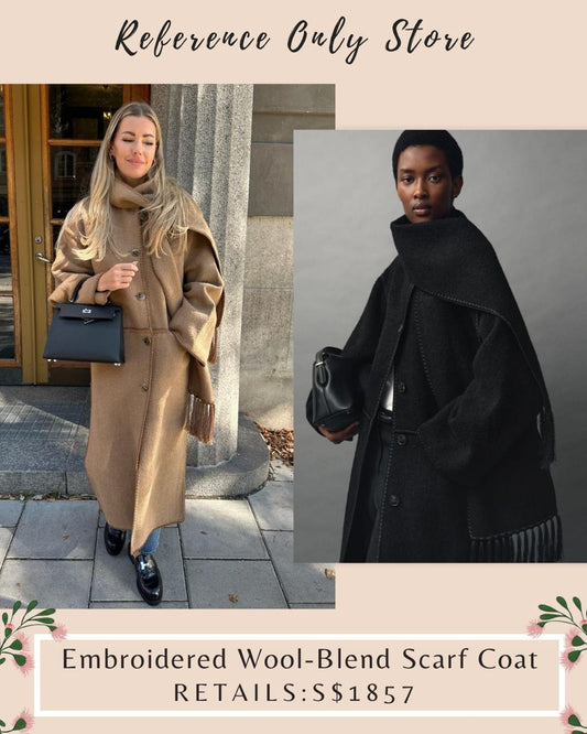 Tot Embroidered Wool Blend Scarf Coat