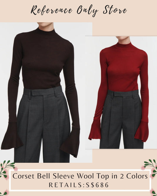 MM Corset Bell Sleeve Wool Top in 2 colors