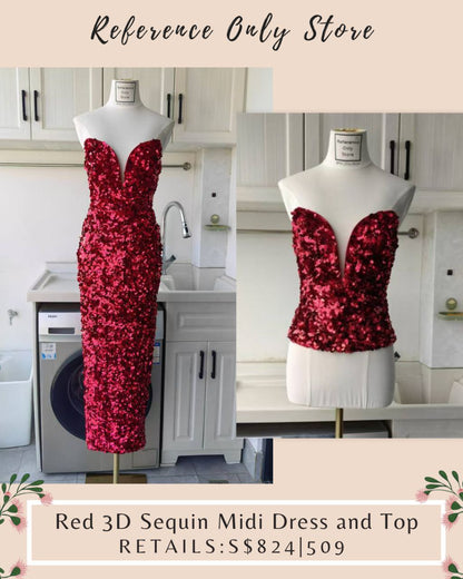 SP Red 3D Sequin Midi dress and top