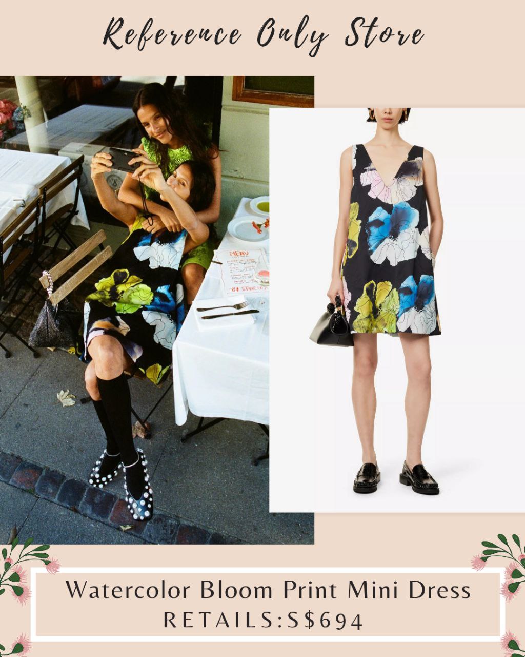 GN Watercolor bloo print mini dress