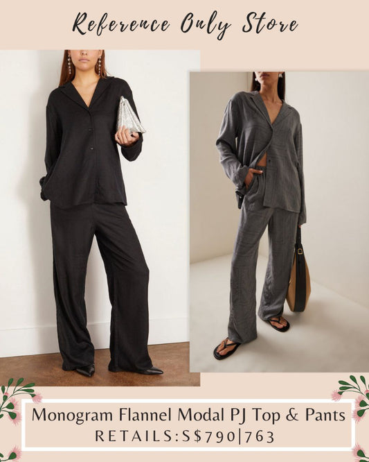 Tot Monogram Flannel Embroidered Modal PJ Top and Pant