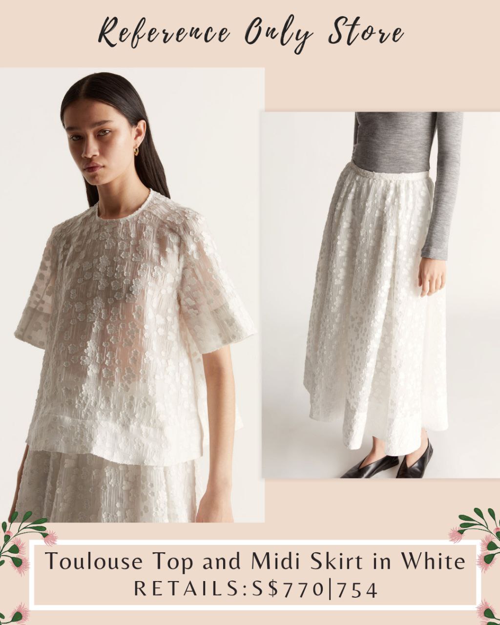 LM Toulouse top and midi skirt in white