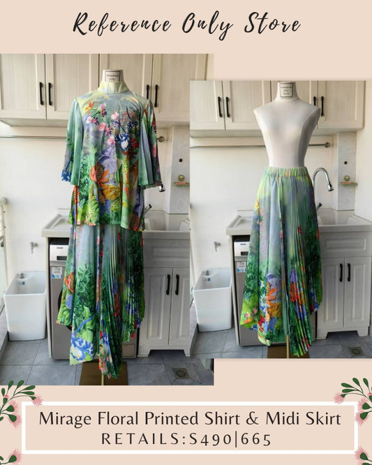 AM Mirage Floral printed shirt & midi skirt