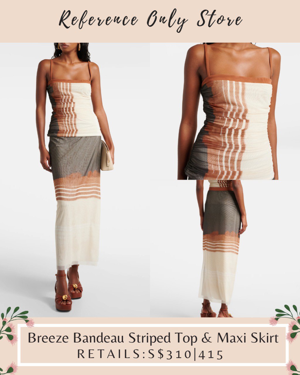 STL Breeze Bandeau Striped top & midi skirt