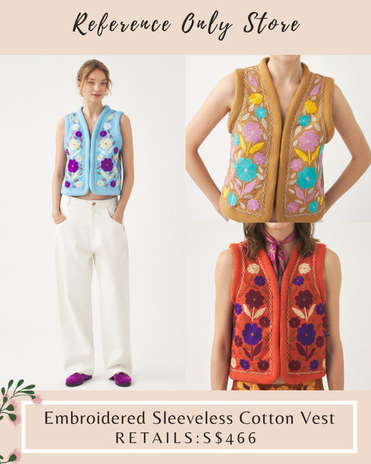 AB Embroidered sleeveless cotton vest