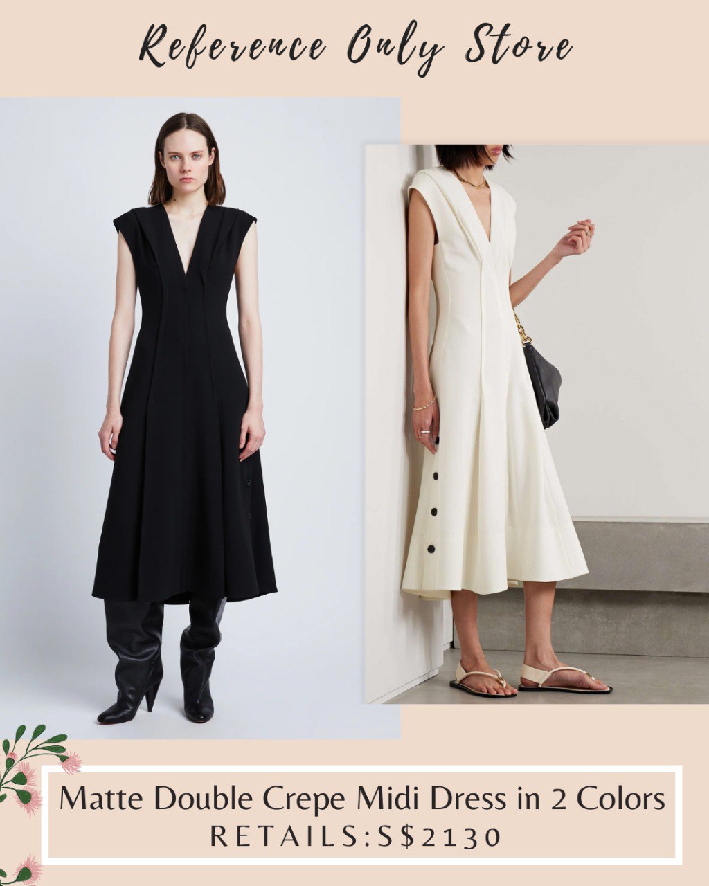 PS Matte Double Crepe midi dress in 2 colors