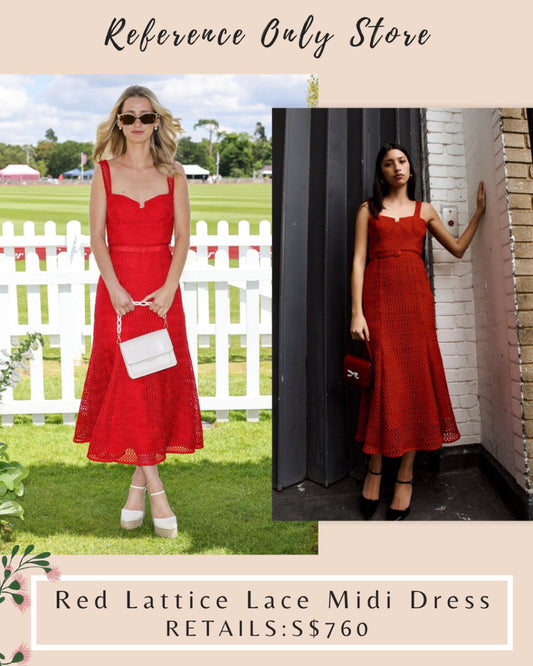 SP Red Lattice lace midi dress