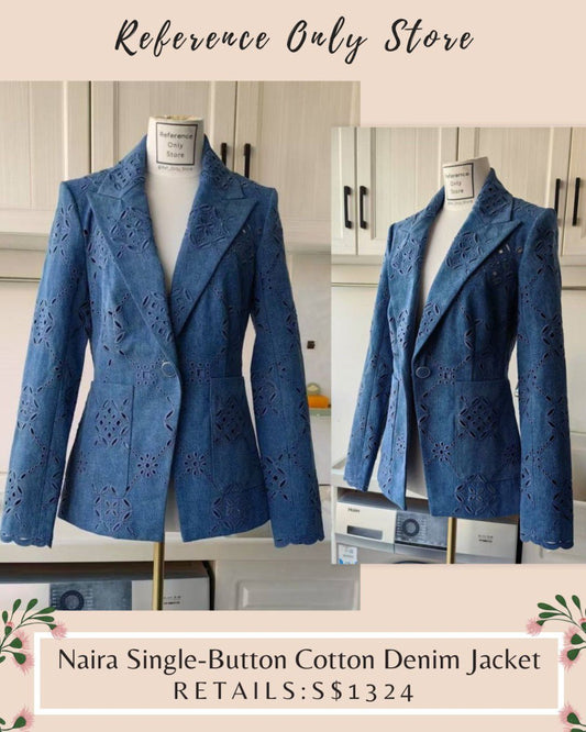 VB Naira Blue Single button cotton  jacket