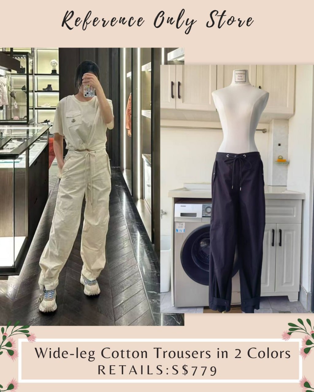 MC Wide Leg Cotton Trousers pants in 2 colors