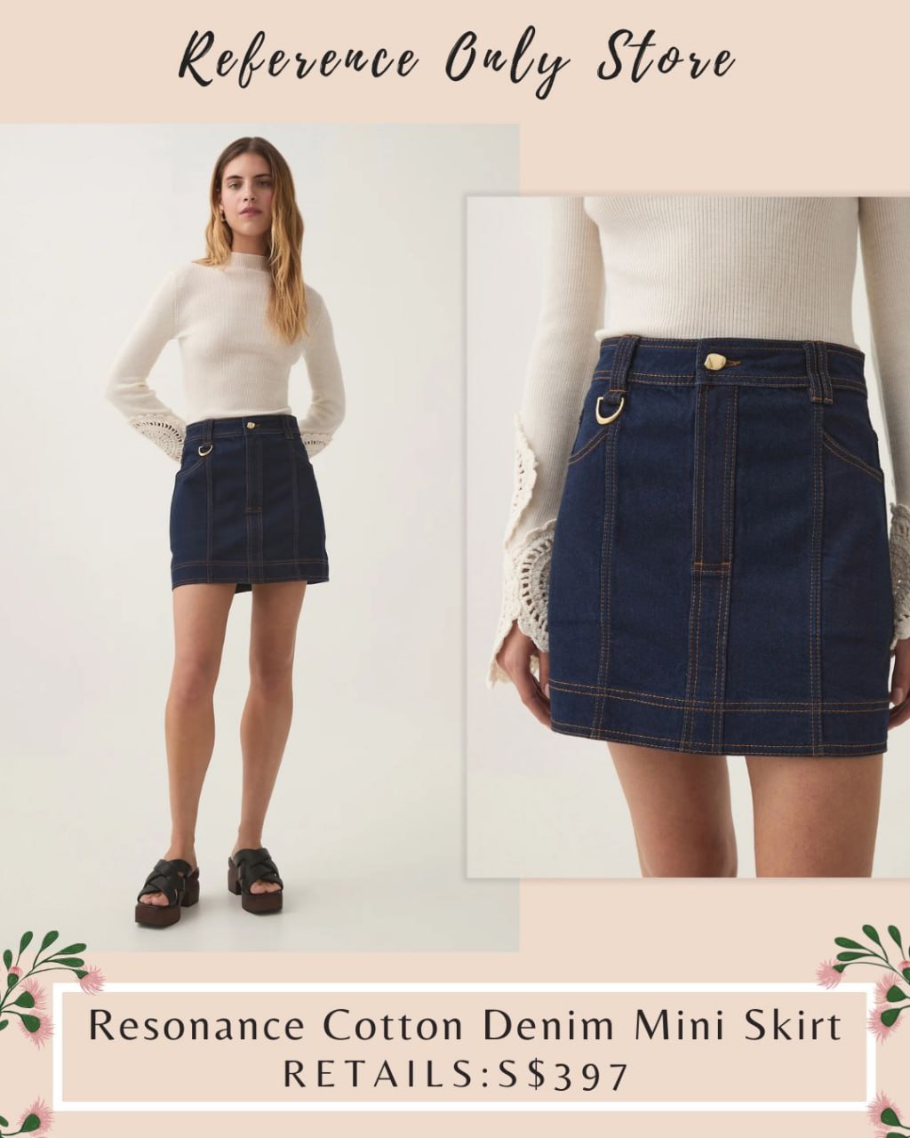 AJ Resonance cotton denim mini skirt