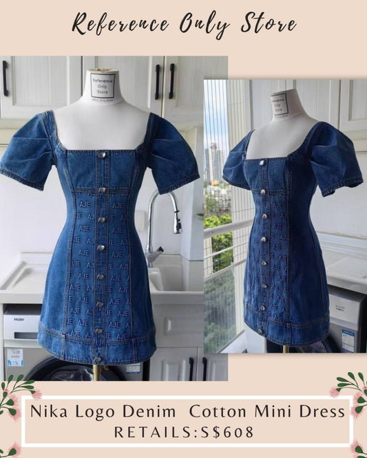 AJ Nika logo denim cotton mini dress
