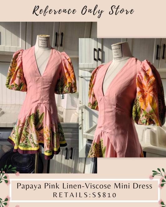 AM Papaya linen viscose pink mini dress