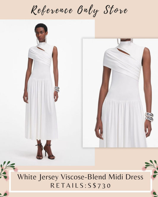 SP White Jersey viscose blend midi dress