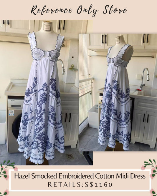 AM Hazel Smocked embroidered cotton midi dress