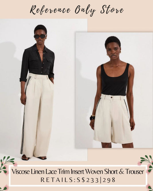 KM Viscose linen blend insert woven shorts and trousers