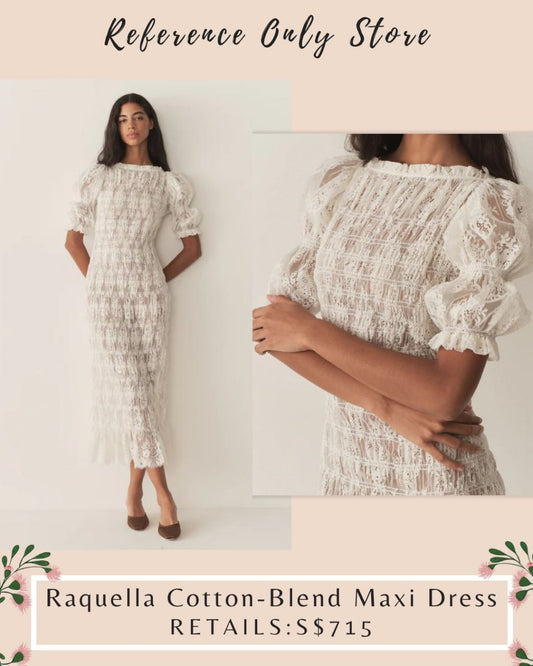 DN Raquella Midi lace cotton blend ivory dress