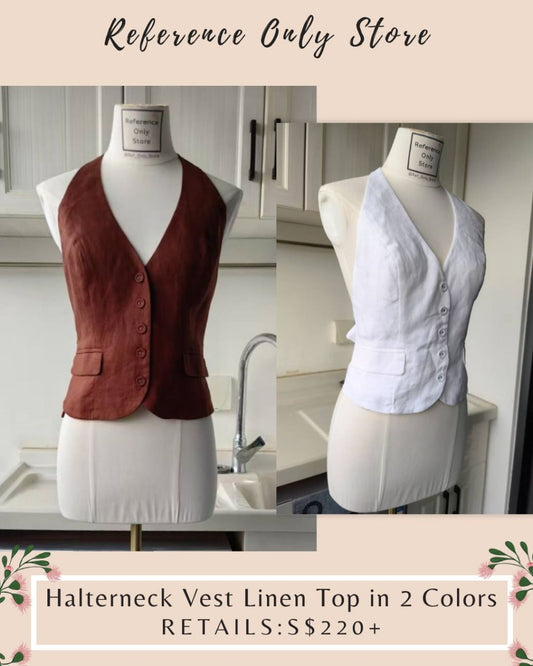 Ref Halterneck vest linen top in 2 colors