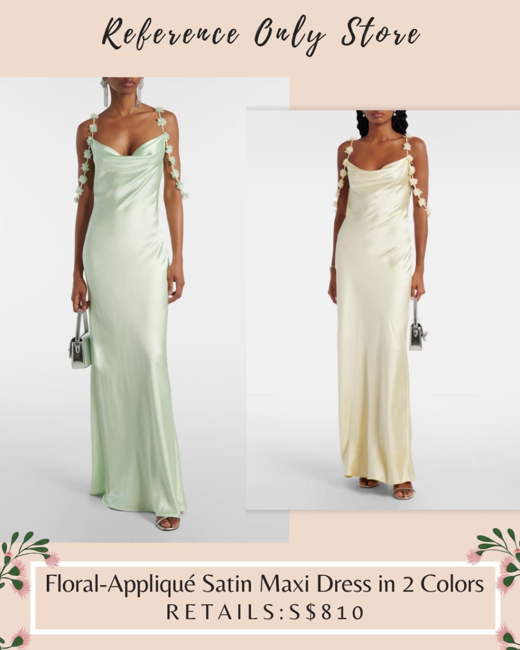 SP Floral applique satin maxi dress