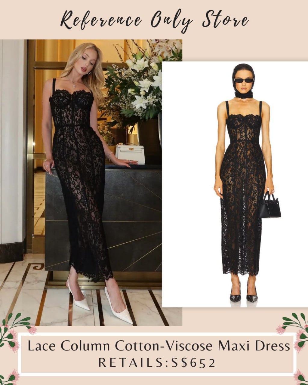 HS Lace column cotton viscose midi dress