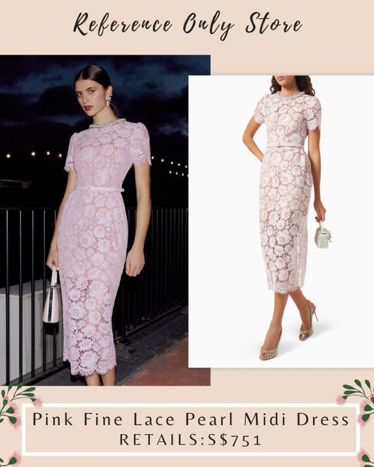SP Pink Fine Lace pearl midi dress