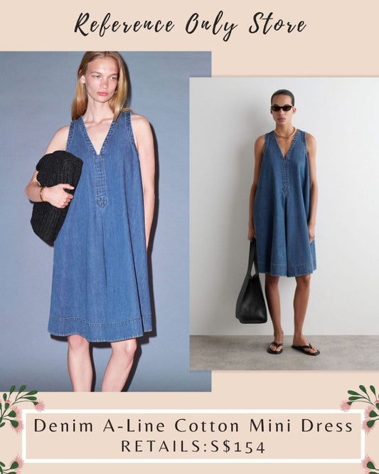 CO Denim a line cotton blue mini dress