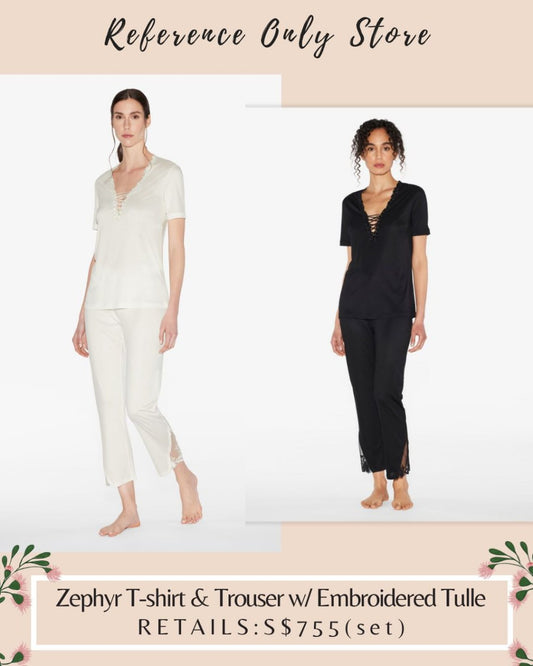 2 colors LP Zephyr T shirt & Trouser w / emboridered tulle