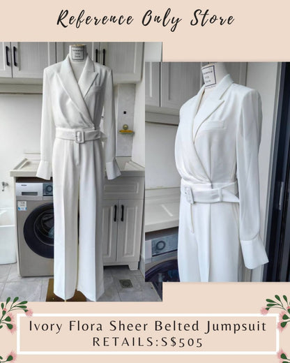 RS Ivory flora sheer belted jumpsuit