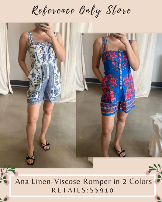 FR Ana linen viscose romper in 2 prints