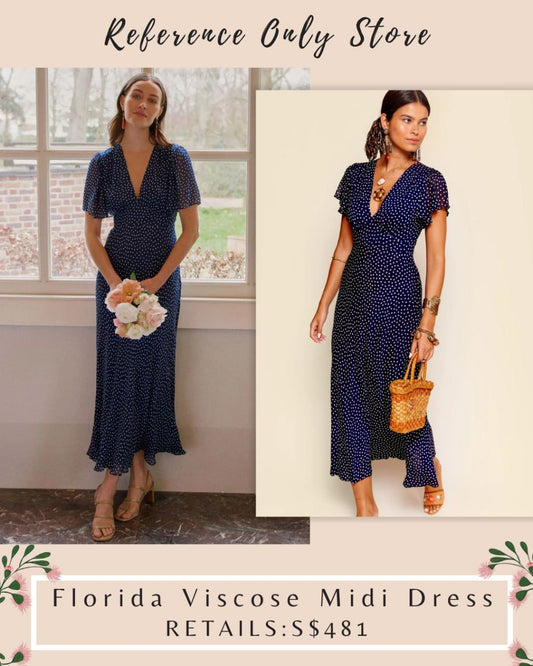 RX Florida navy polka viscose midi dress