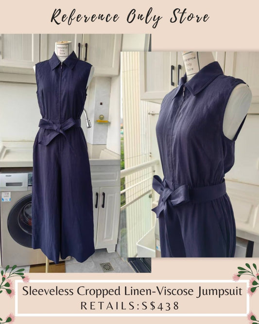 ME Sleeveless cropped linen viscose jumpsuit