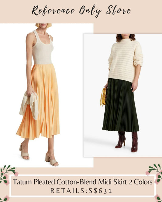 ALC Tatum pleated cotton blend midi skirt in 2 colors