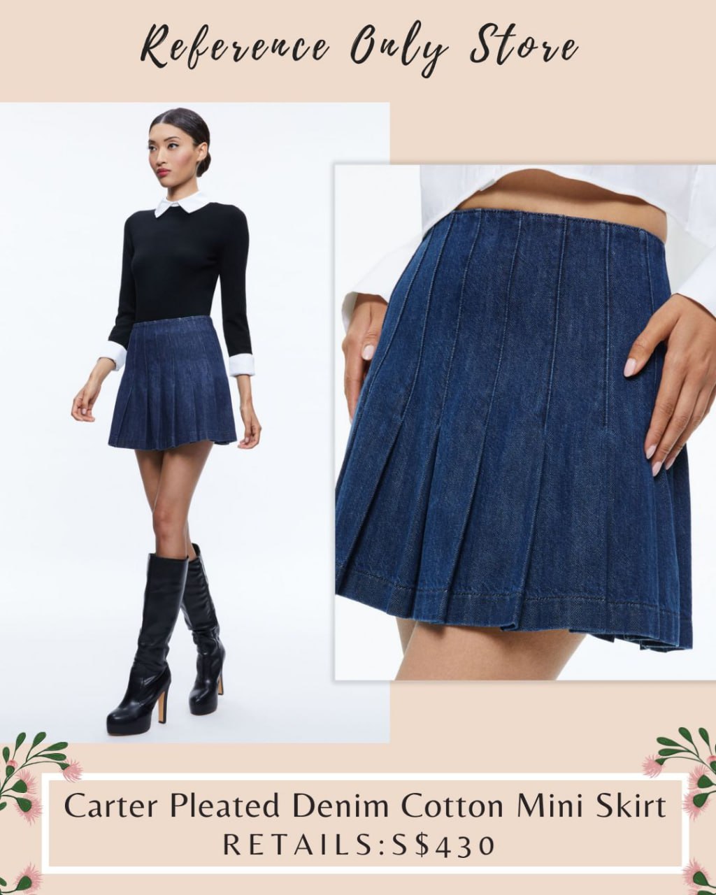 AO Carter pleated denim cotton mini skirt