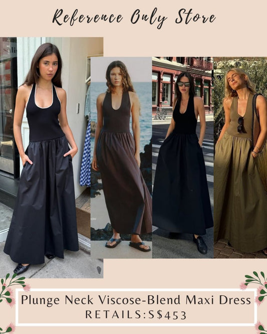 New colors! SA Plunge Neck viscose blend maxi dress