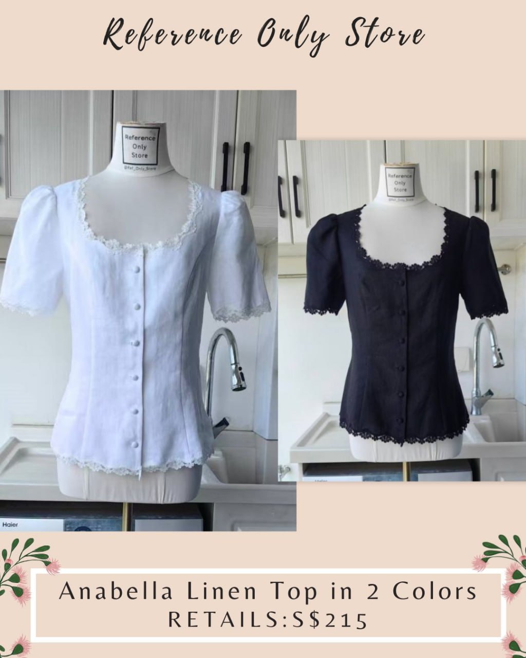 Ref Anabella linen top in 2 colors