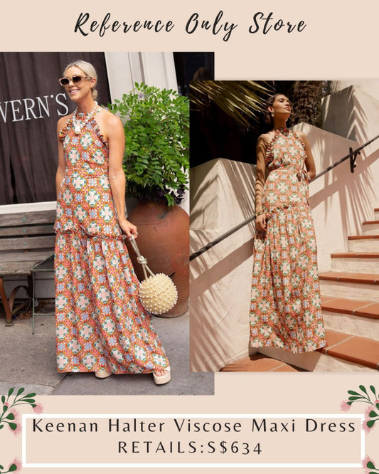 MO Keenan halter viscose maxi dress