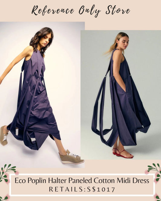 TB Eco Poplin halter paneled cotton midi dress