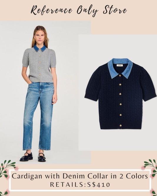 SD Cardigan with denim collar in 2 colors