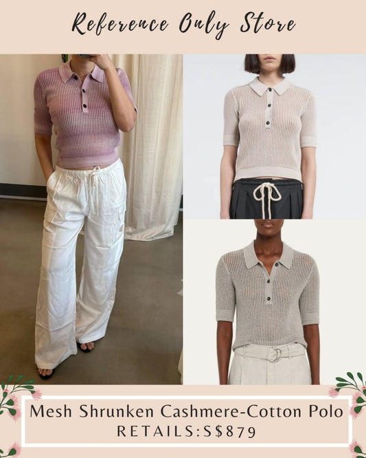 MM Mesh shrunken cashmere cotton blend top